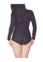 Long Sleeve Wrap Over Bodysuit Black